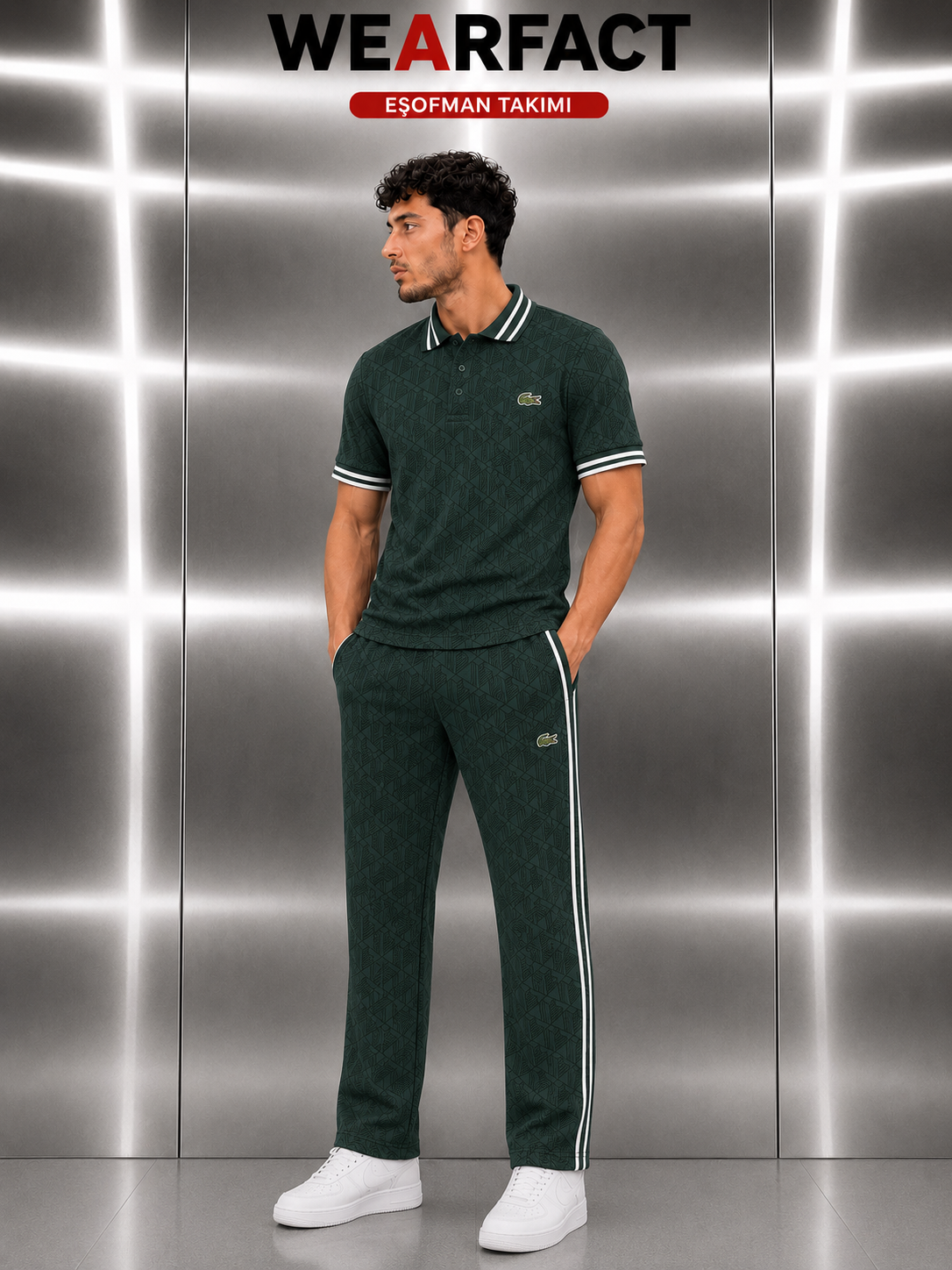 Lacoste Monogram  Polo Yaka T-Shirt Takımı