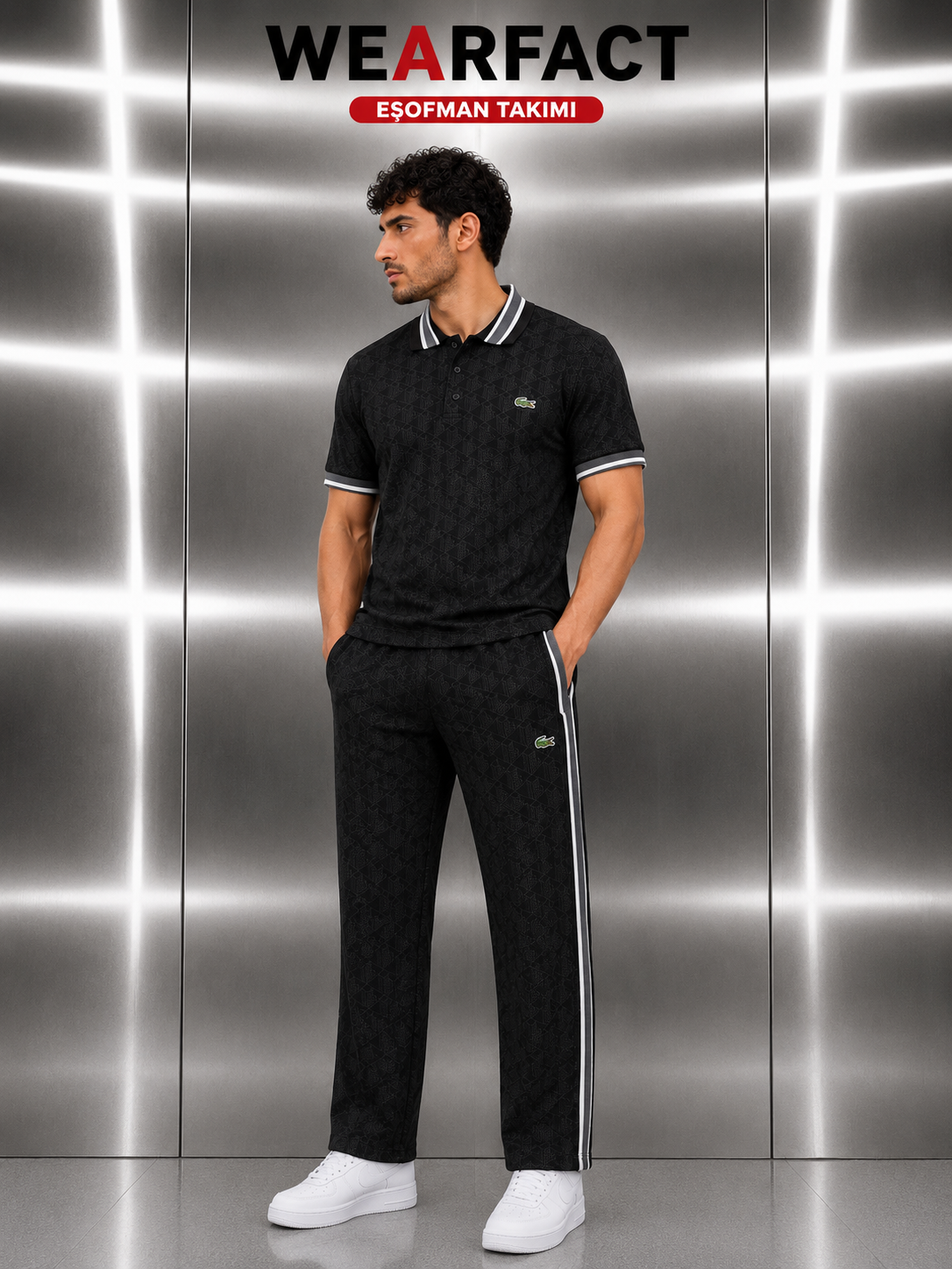 Lacoste Monogram  Polo Yaka T-Shirt Takımı
