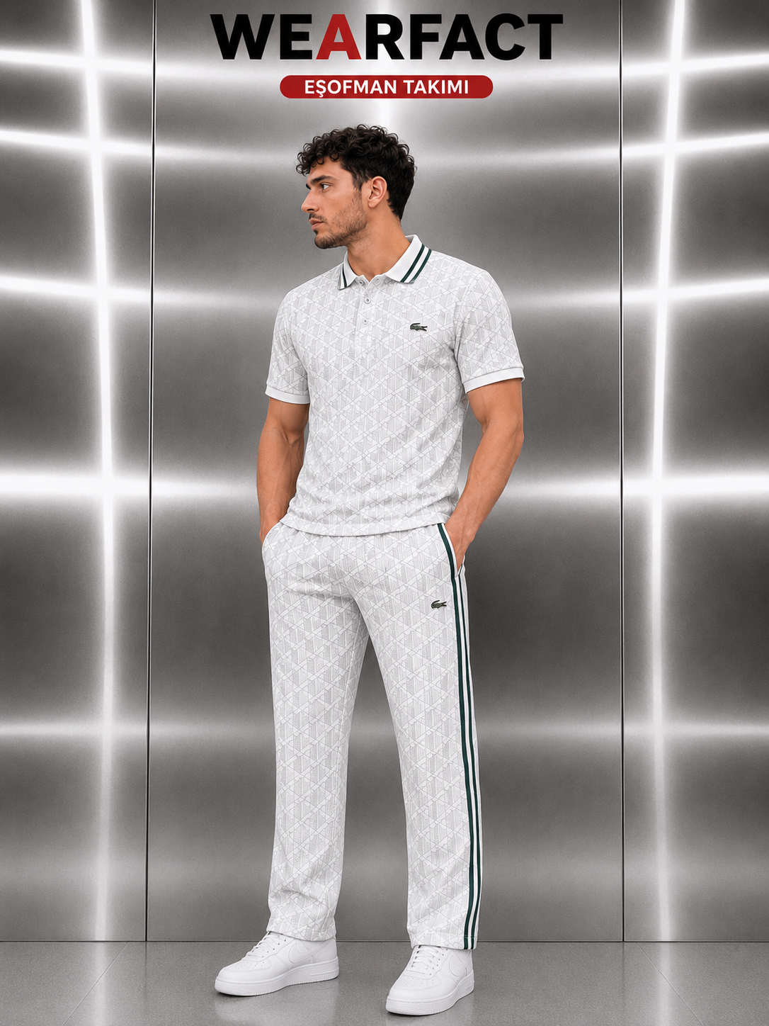 Lacoste Monogram  Polo Yaka T-Shirt Takımı